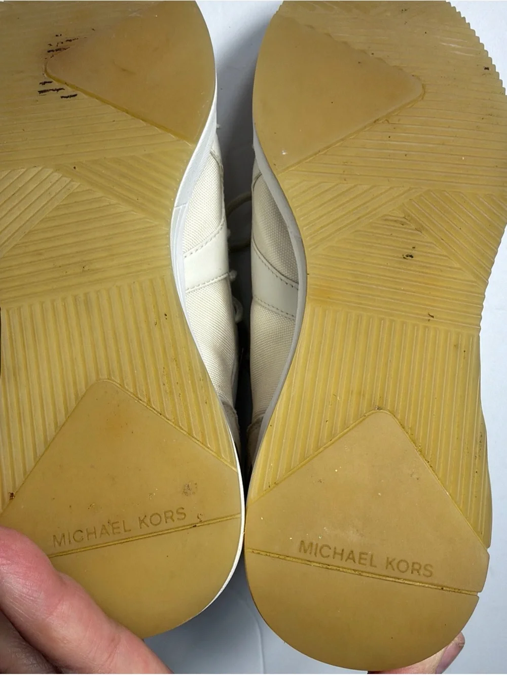 Michael Kors Cream and Gold MK Lace-Up Sneakers
